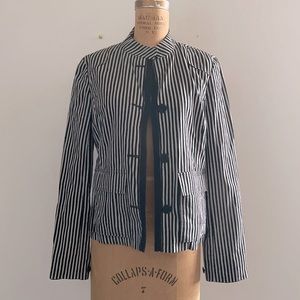 [EMPORIO ARMANI] Black Grey Linen Strips Jacket